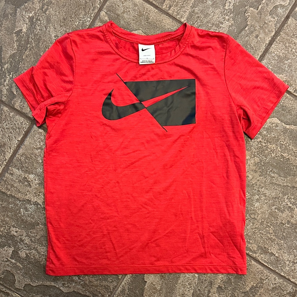 Nike Kids Red Tee with Black Swoosh